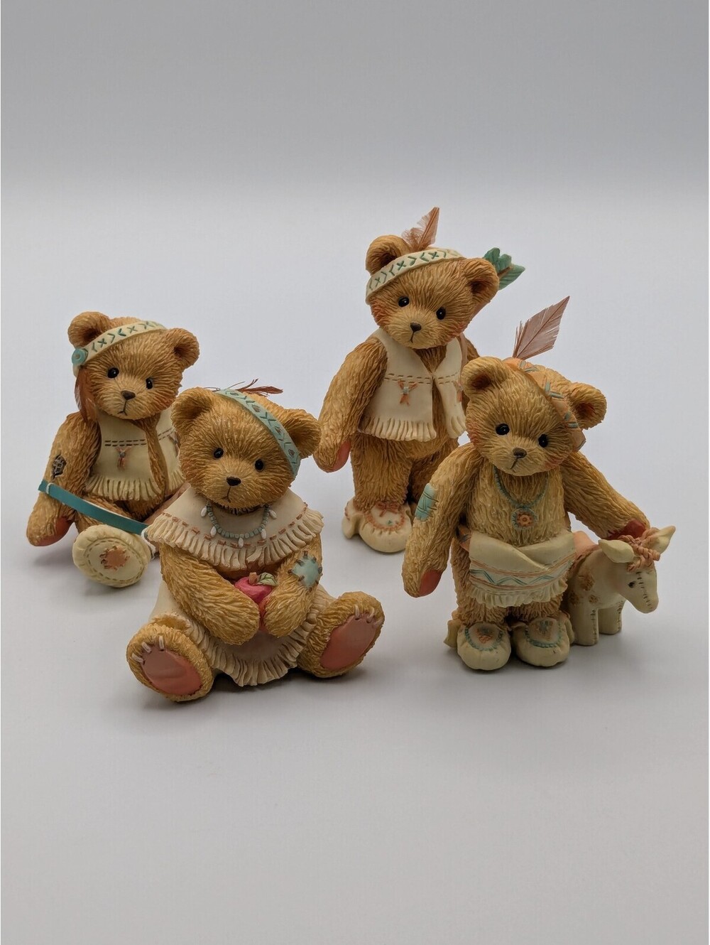 Cherished Teddies Native American Set of 4 Thanksgiving Figurines 1994